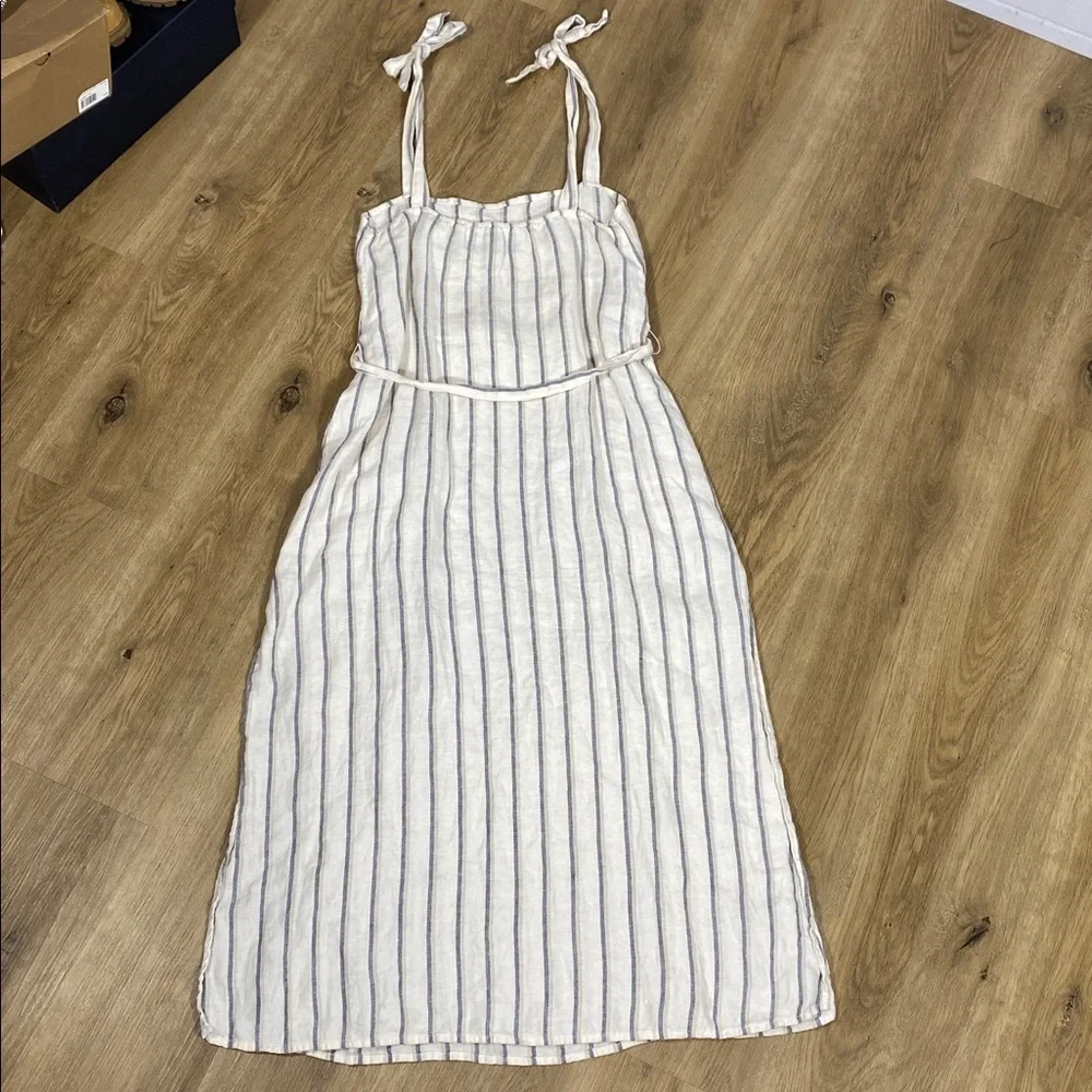 Reformation Elliot dress 100% Linen Striped Midi Dress Sleeveless - Picture 7 of 16